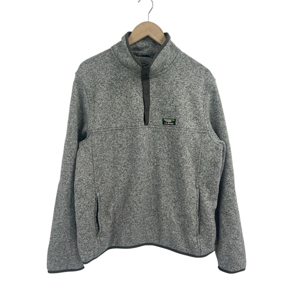 L.L. Bean Gray Heather Quarter-Zip Pullover Sweater